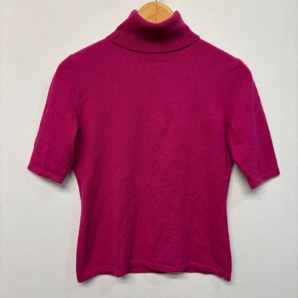Saks Fifth Avenue Women Short Sleeve 100% Cashmere Sweater Size Medium C045 -2 - Picture 1 of 13